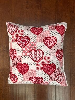 Novogratz Patchwork Print with Heart Quilted Accent Pillow - Red & Pink